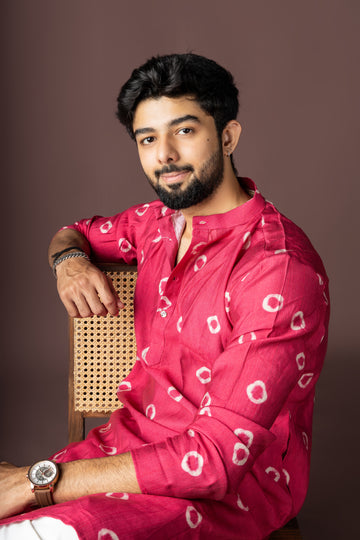 Pink Abstract Print Kurta