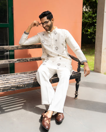 Ivory Bloom Embroidered Kurta