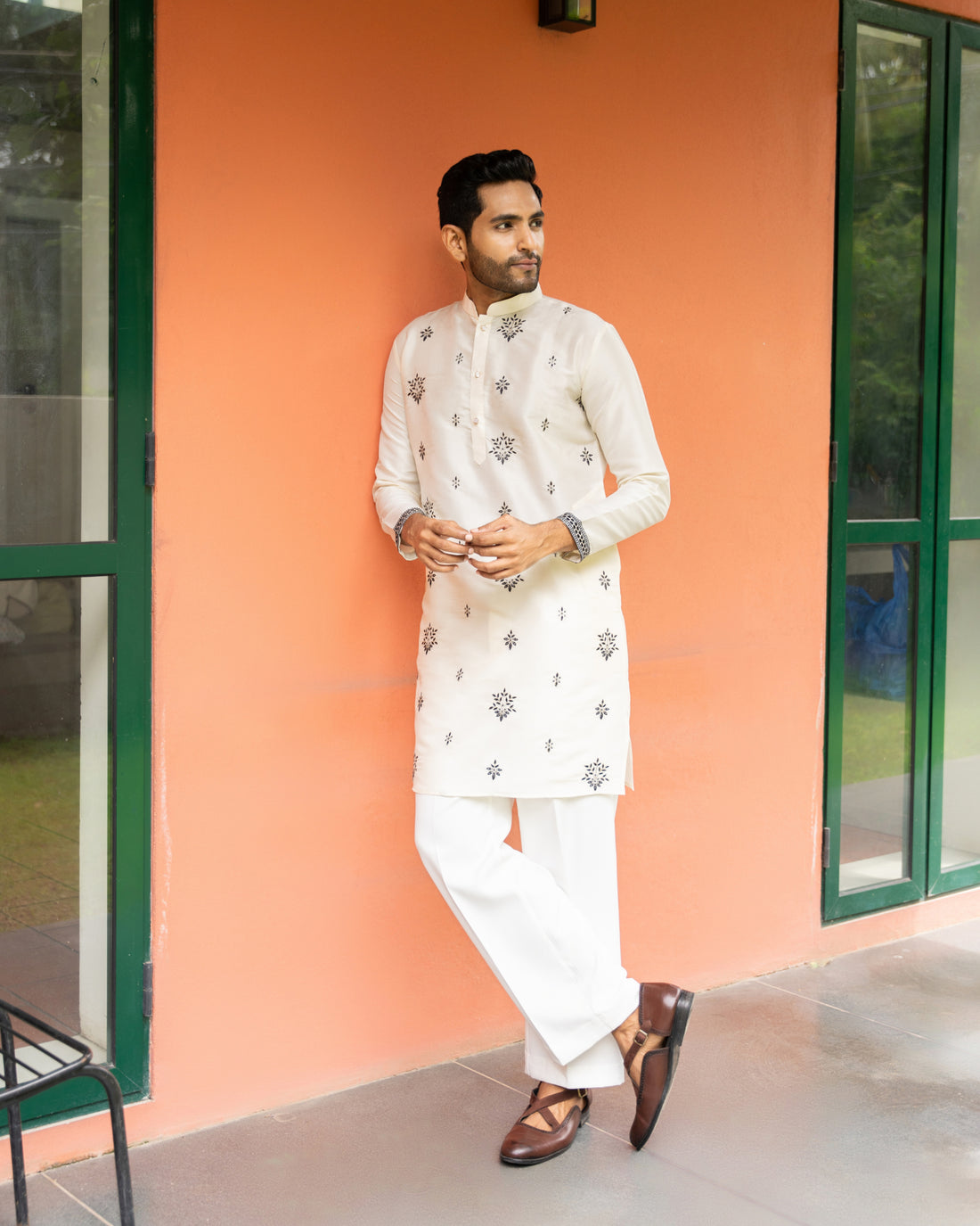 Ivory Bloom Embroidered Kurta