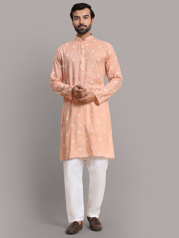 Peach Embroidered Kurta