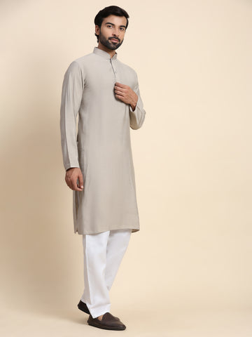 Grey Solid Kurta