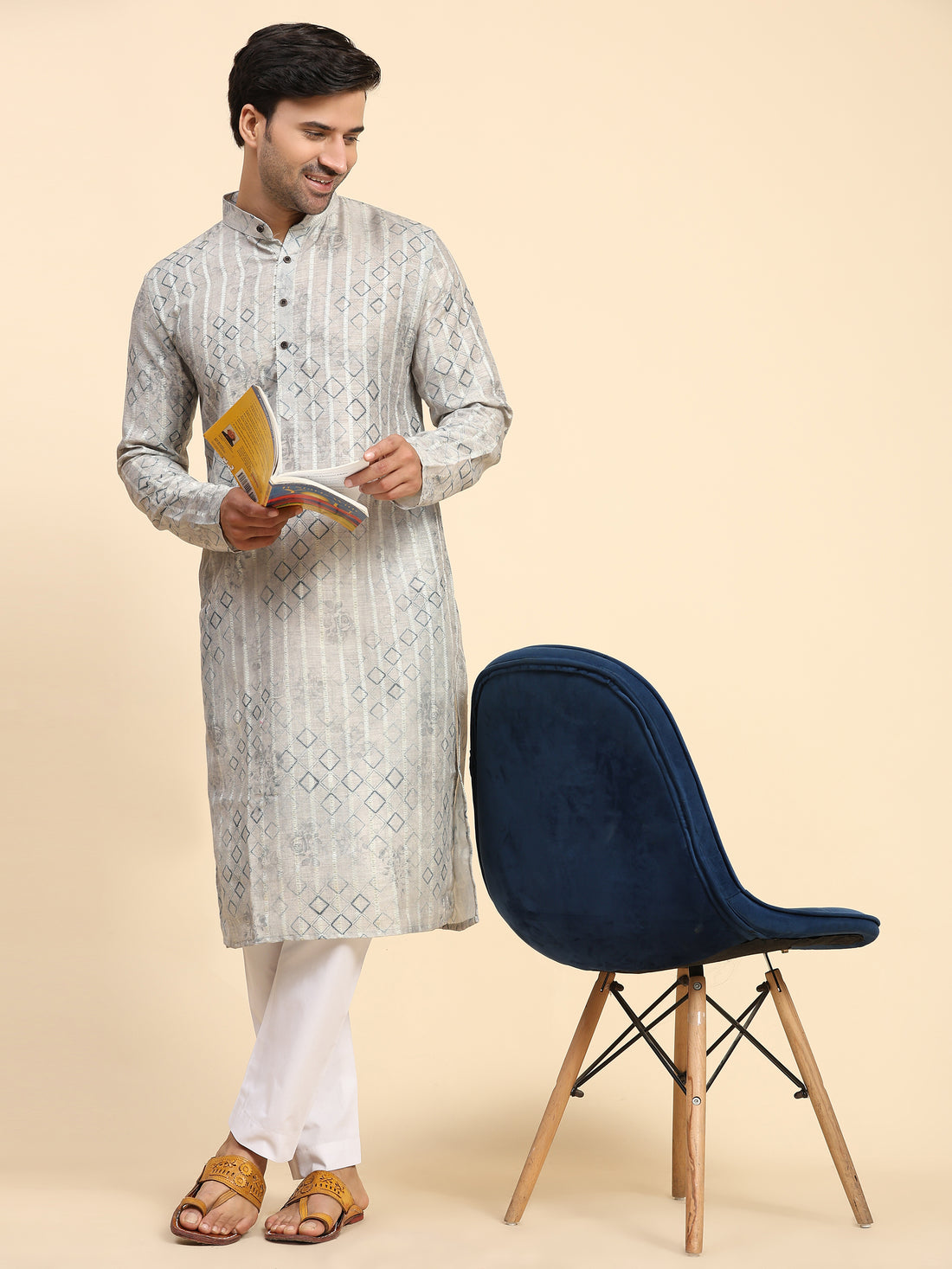 Grey Printed Kurta