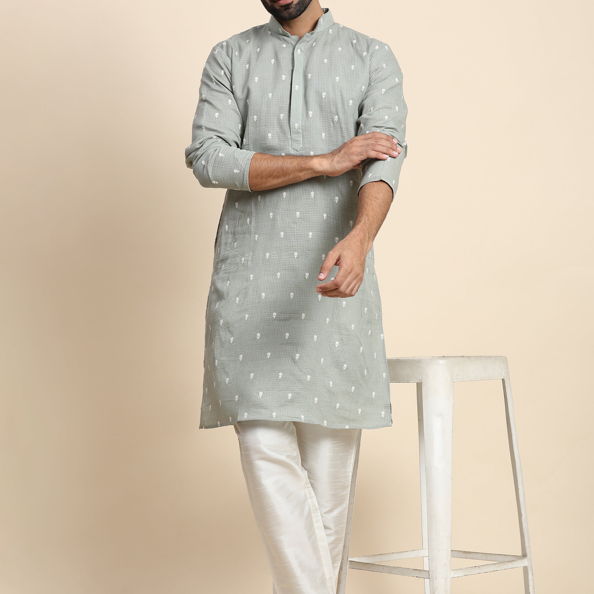 Green Embroidered Kurta