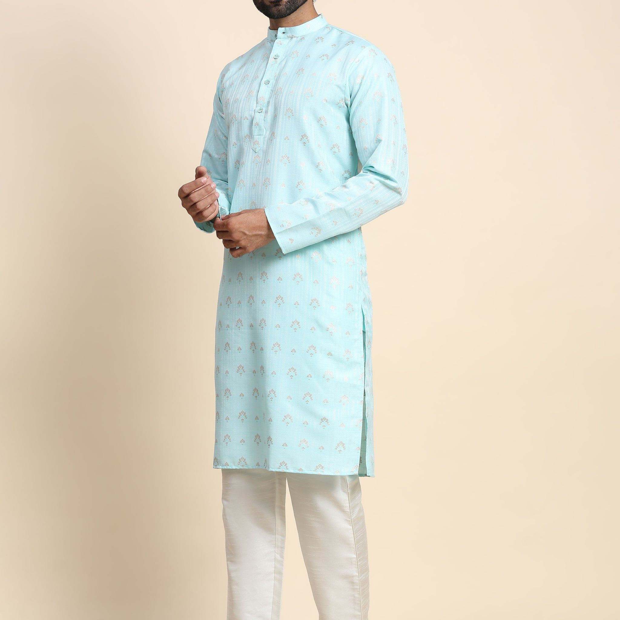 Cyan Blue Sequence Kurta