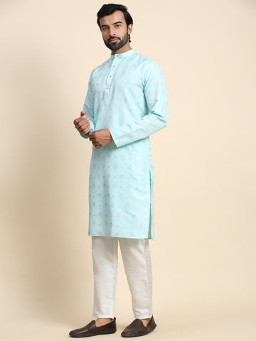 Cyan Blue Sequence Kurta