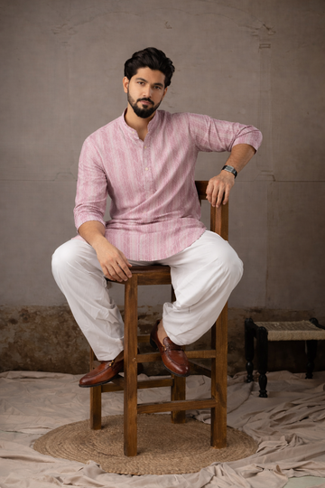 Pink Printed Short Kurta