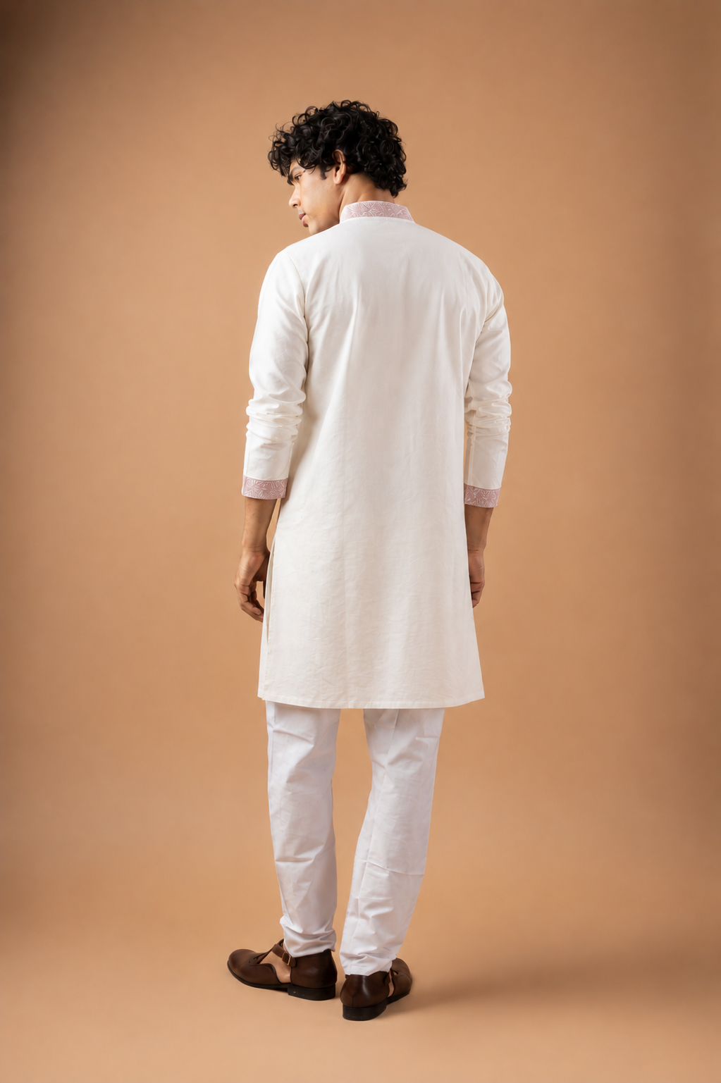White Intricate Neckwork Kurta