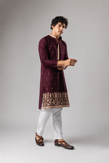 Burgundy Heritage Embroidered Kurta