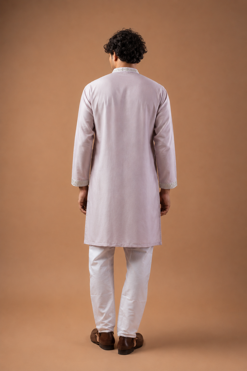 Lilac Motif Embroidered Kurta