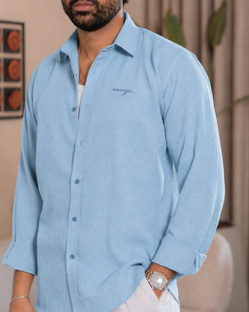 Powder Blue Textured Shirt