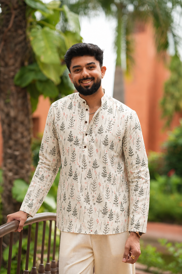 Off White Garden Short Kurta