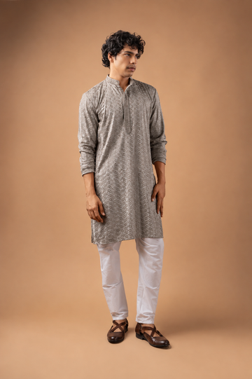 Grey Embroidery Kurta