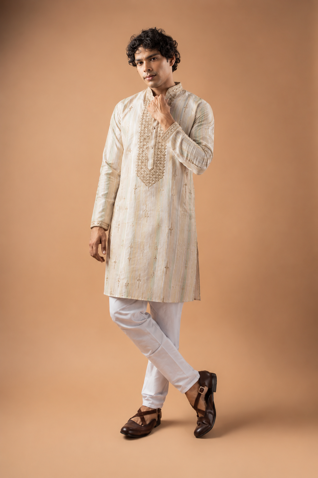 Reet MultiColor Golden Neckwork Kurta