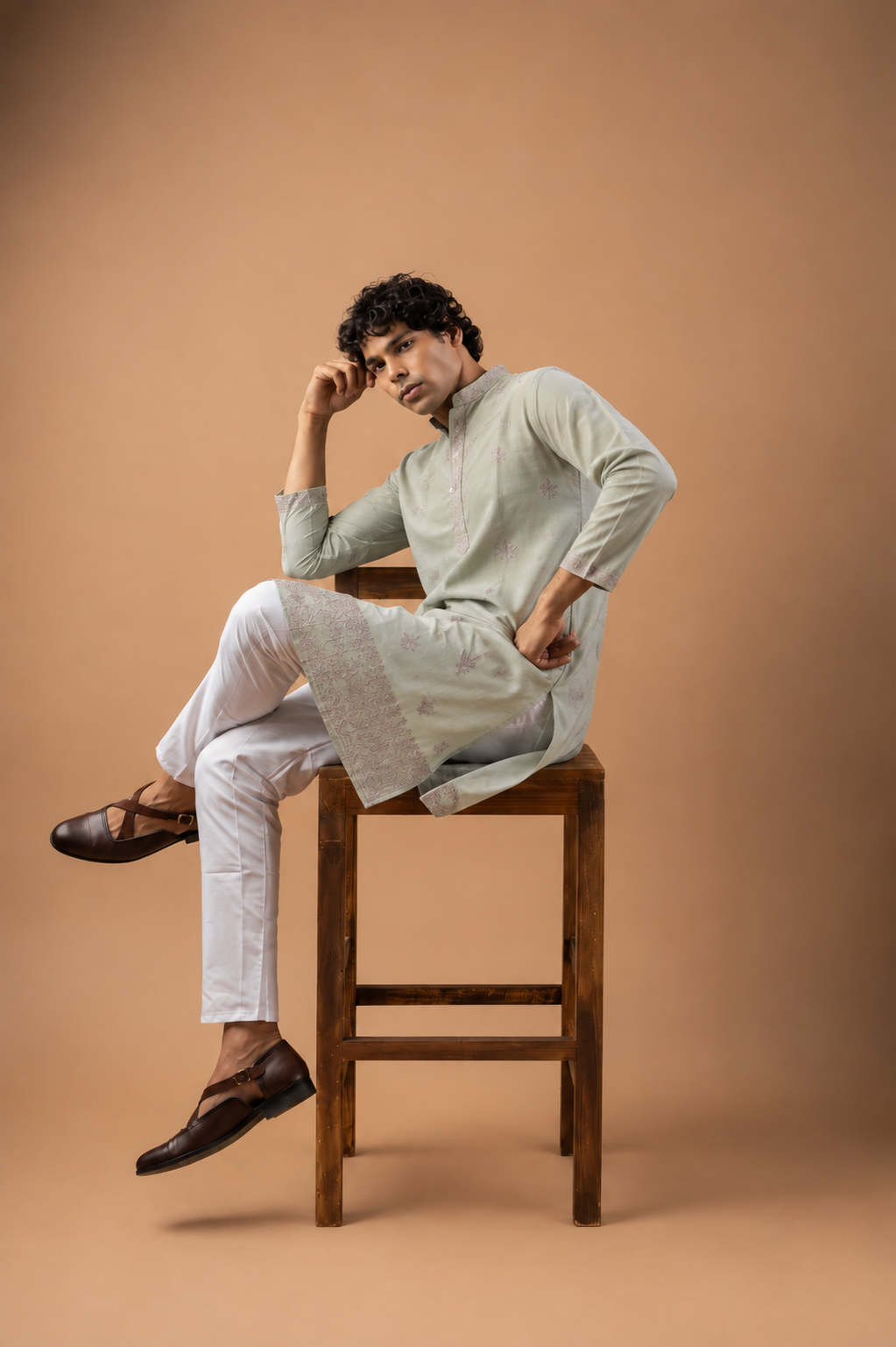Sage Green Embroidered Kurta