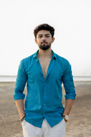Teal Blue Linen Shirt