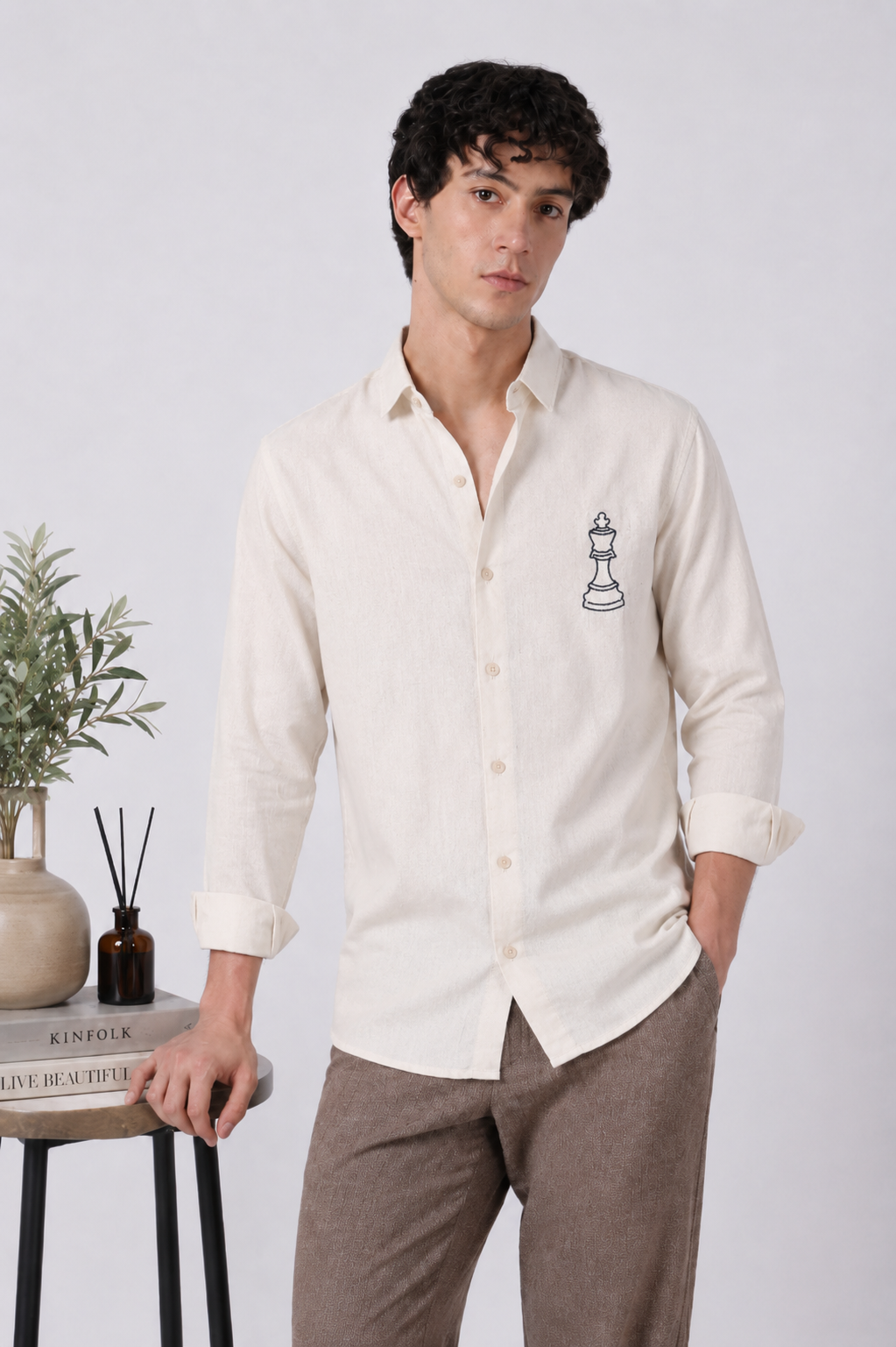 Checkmate Embroidered Linen Shirt