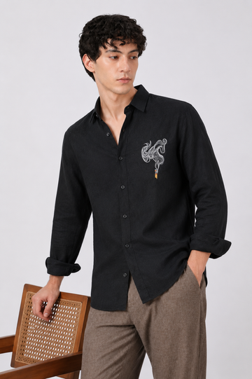 Signature Smoke Embroidered Black Shirt