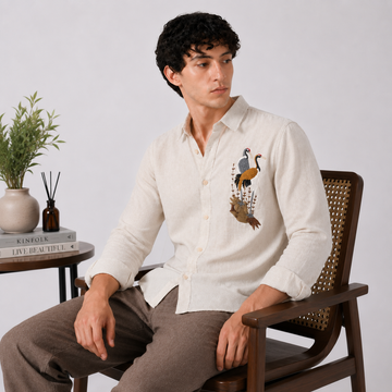 Twin Crane Embroidered Shirt