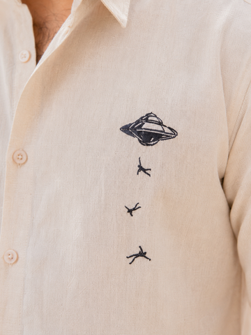 Spaceship Embroidery Shirt