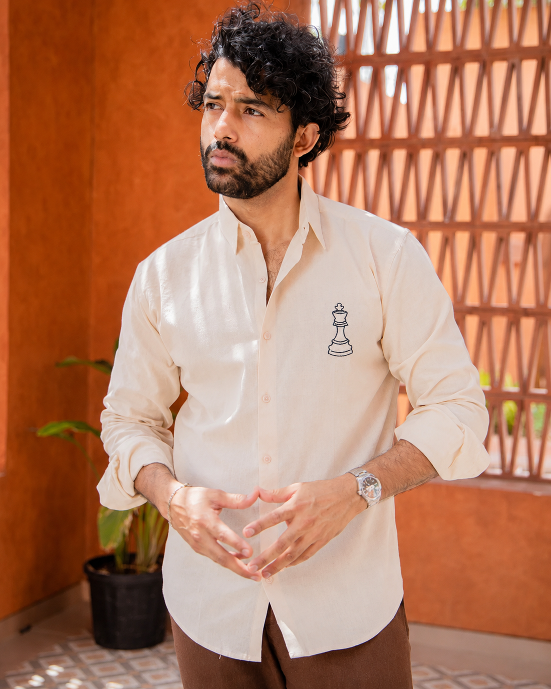 Checkmate Embroidered Linen Shirt