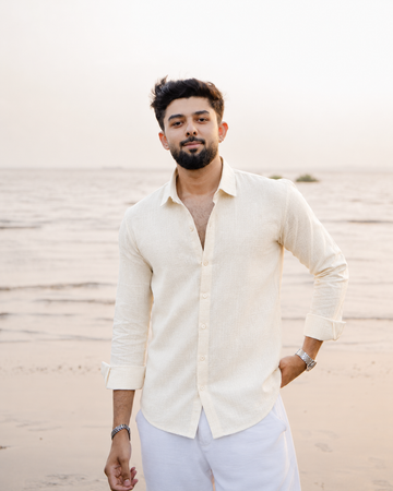 Ivory Textured Linen Shirt