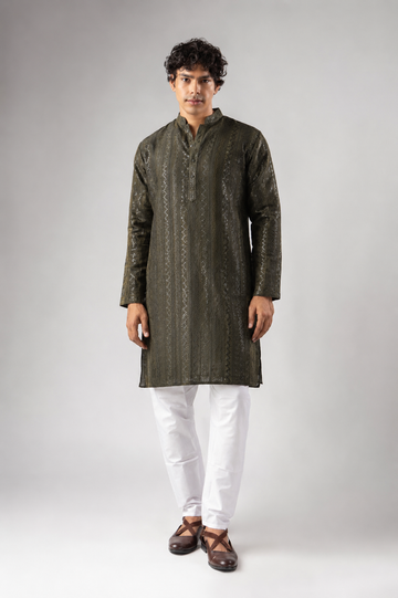 Olive Royale Embroidery Kurta