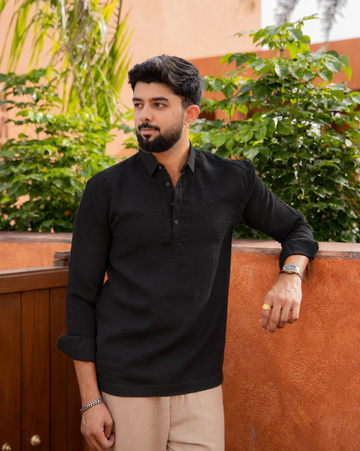 Black Sorin Popover Shirt