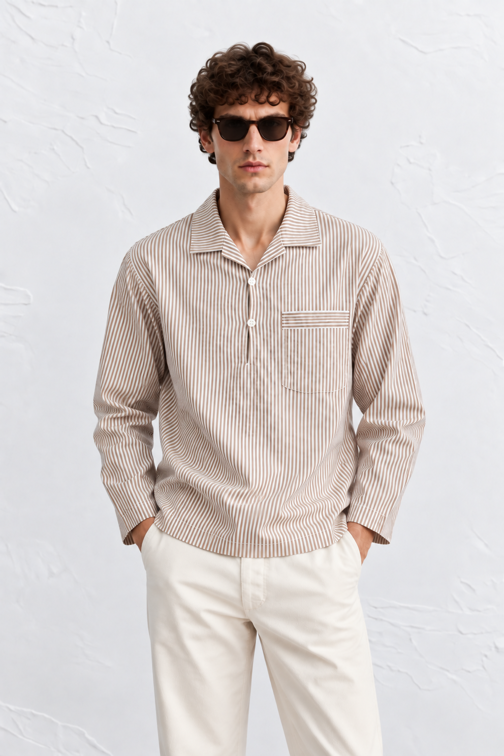 Sand Stripe Camp Collar Shirt