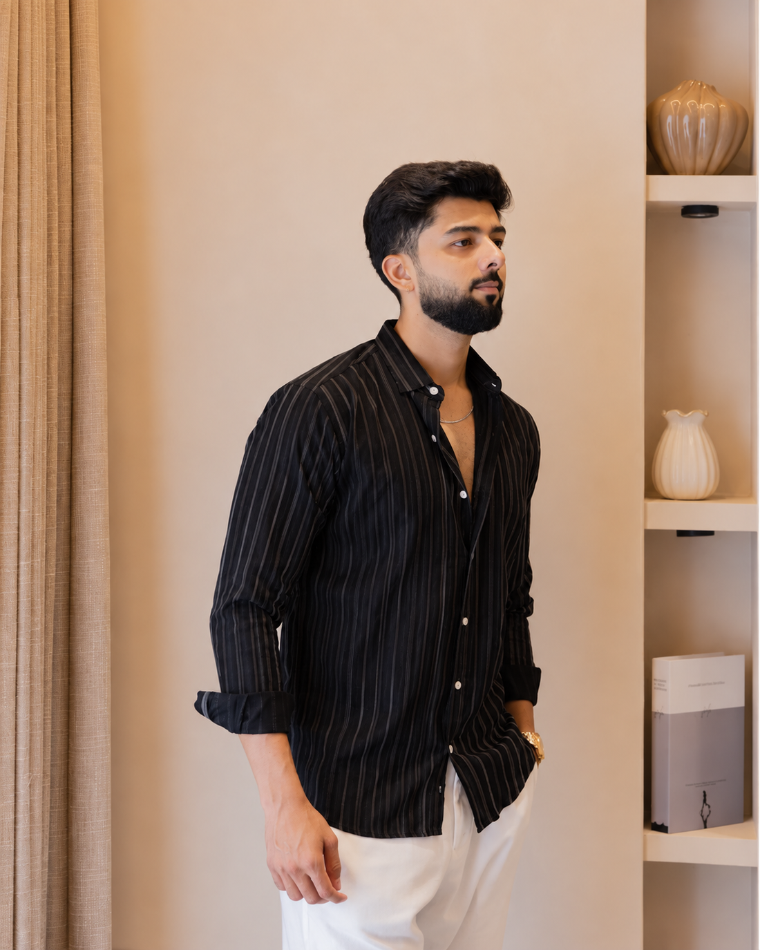 Black and Grey Striped Shirt
