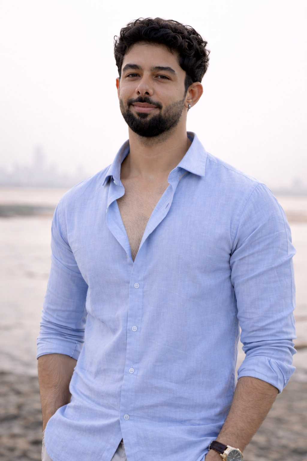 Cloud Blue Linen Shirt