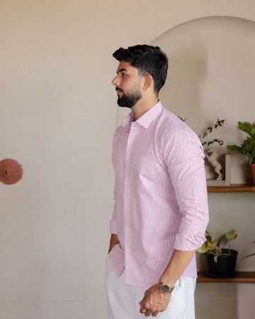 Pink Striped Poplin Shirt