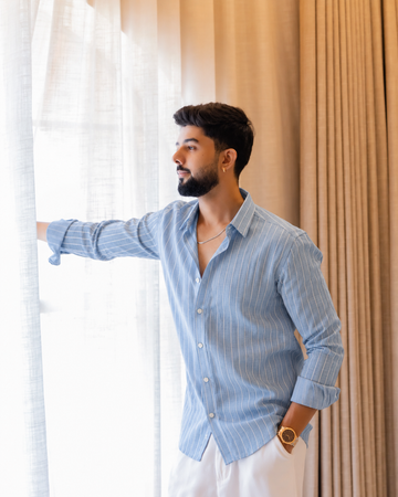 Light Blue Stripe Linen Shirt