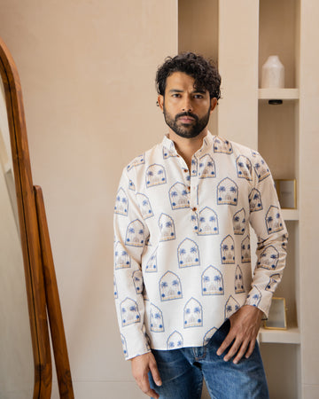 Off-White Mughal Arch Short Kurta