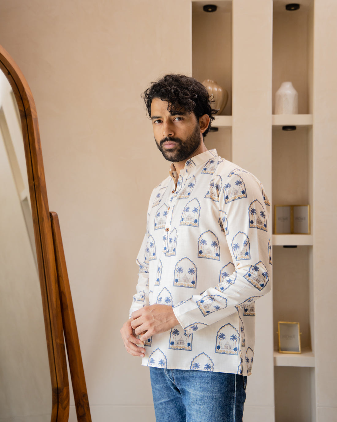 Off-White Mughal Arch Short Kurta