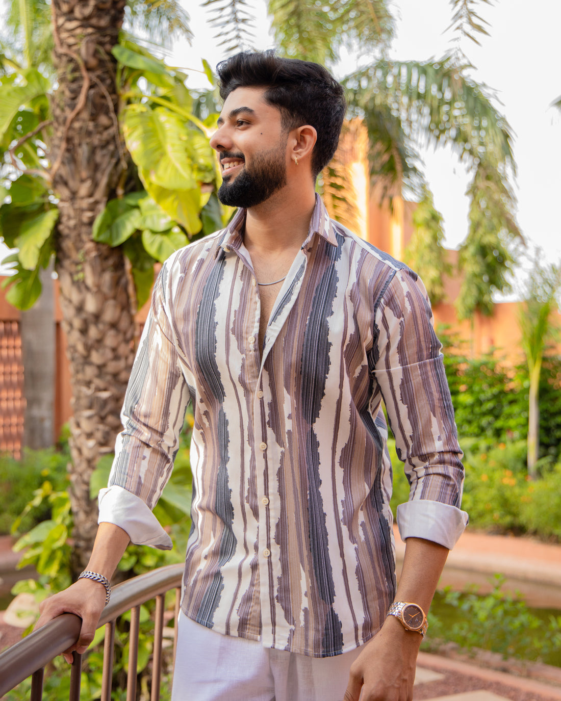 Mocha Wave Striped Shirt