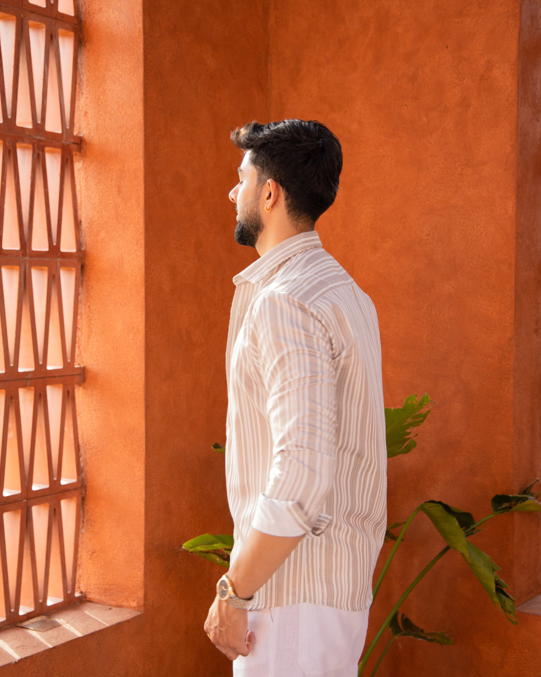 Desert Beige Striped Shirt