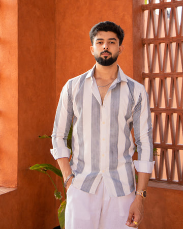 Ivory Grey Striped Shirt