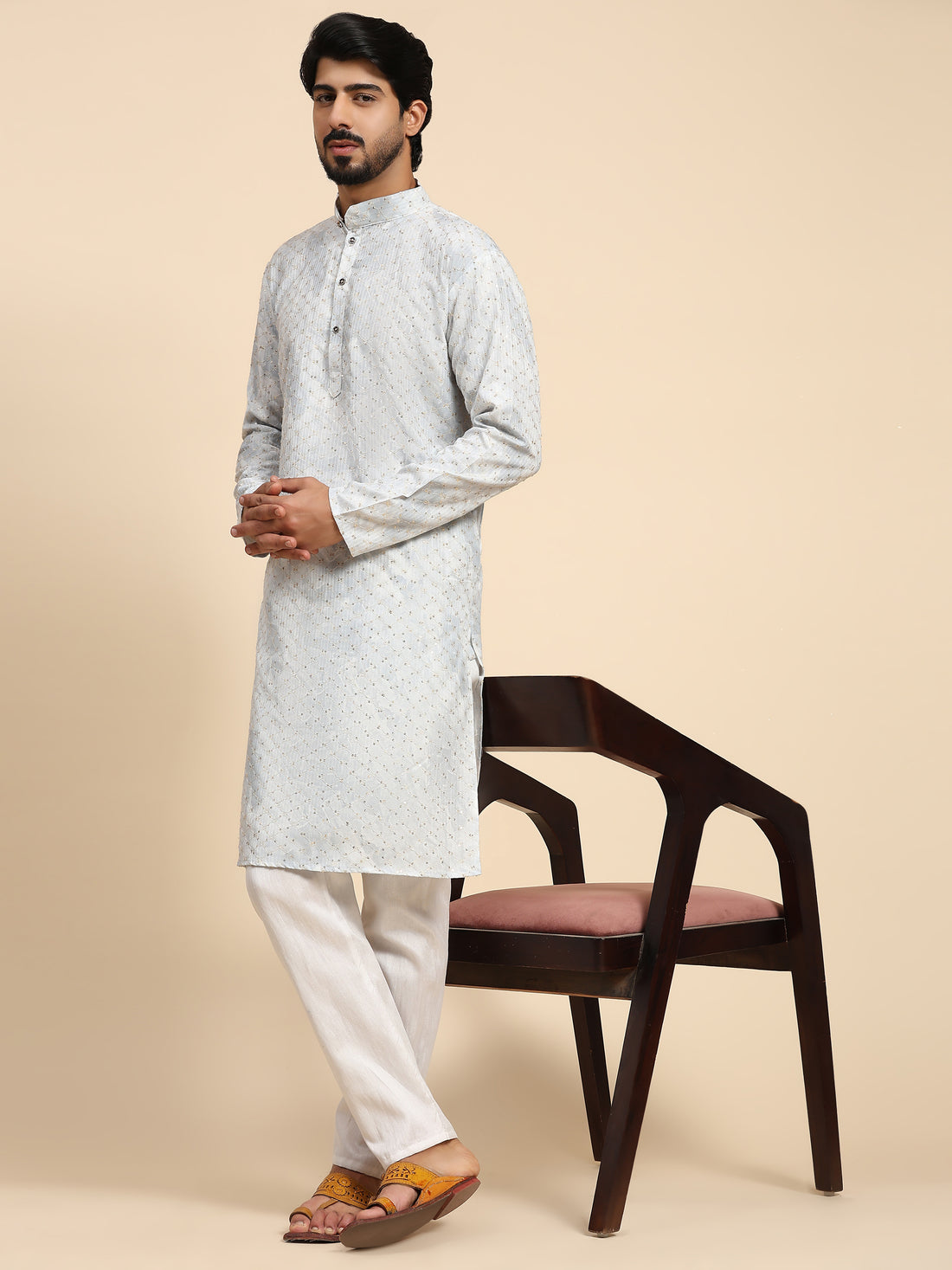 Light Blue Sequence Work Kurta