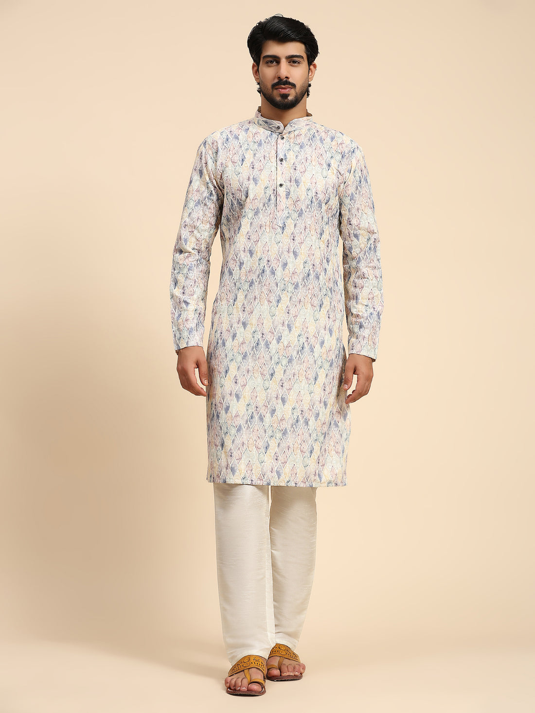 Multi Color Printed Chikankari Kurta