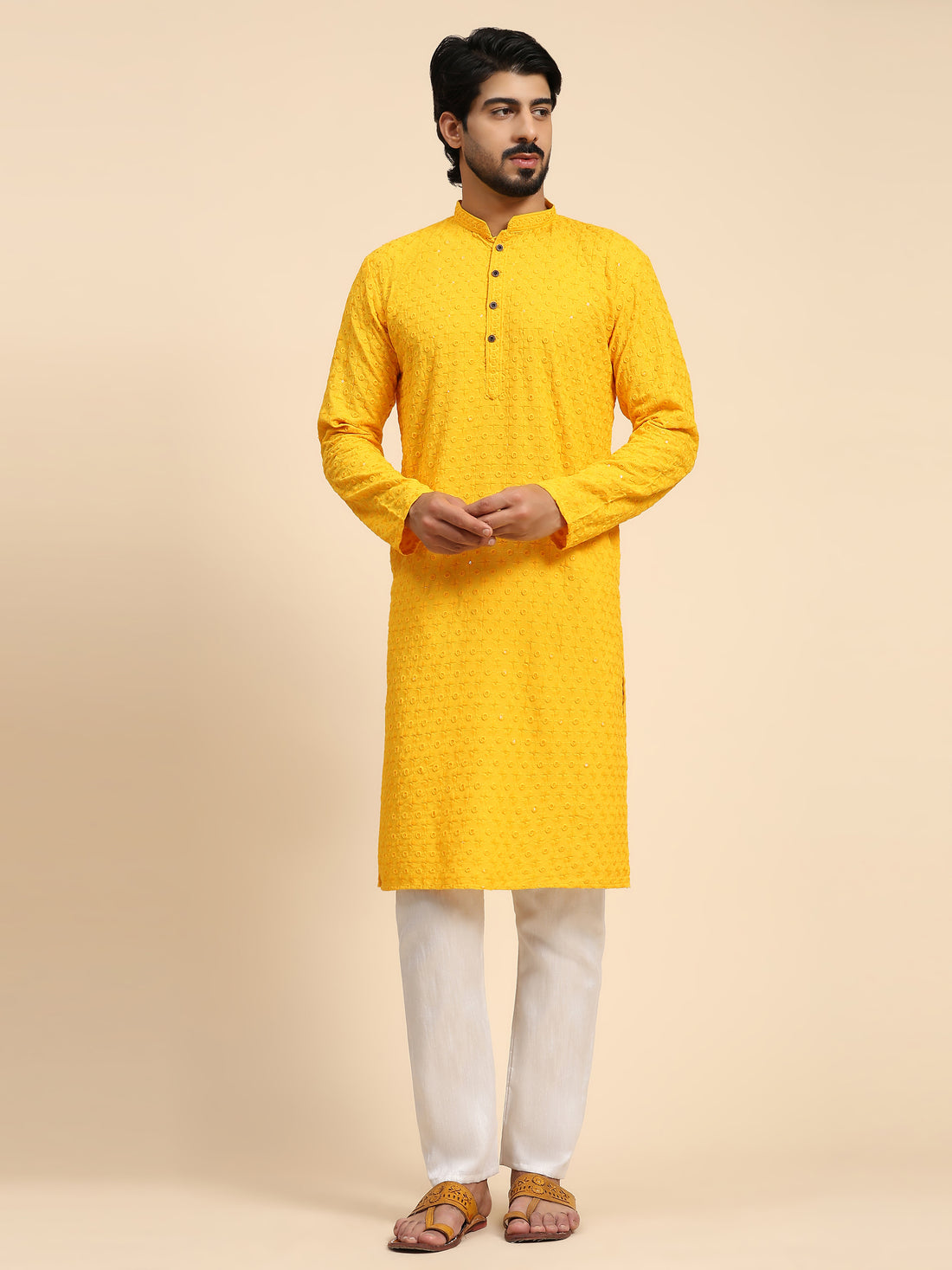 Yellow Chikankari Kurta