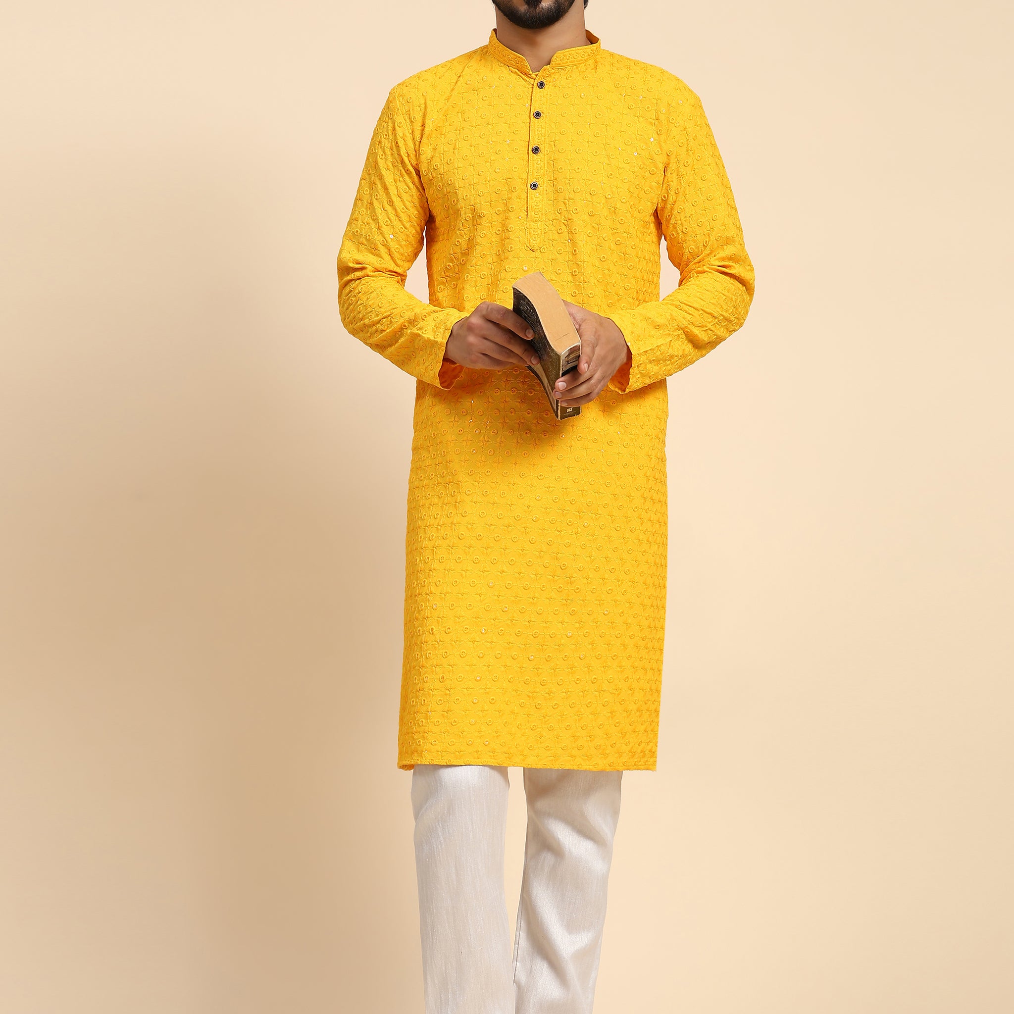 Yellow Chikankari Kurta