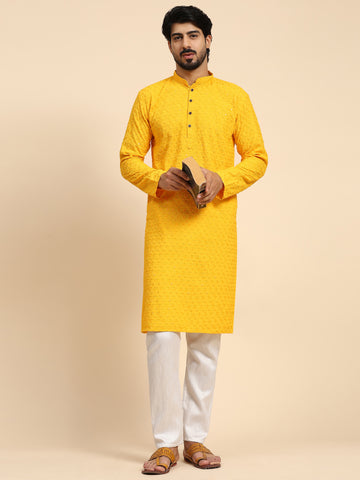 Yellow Chikankari Kurta