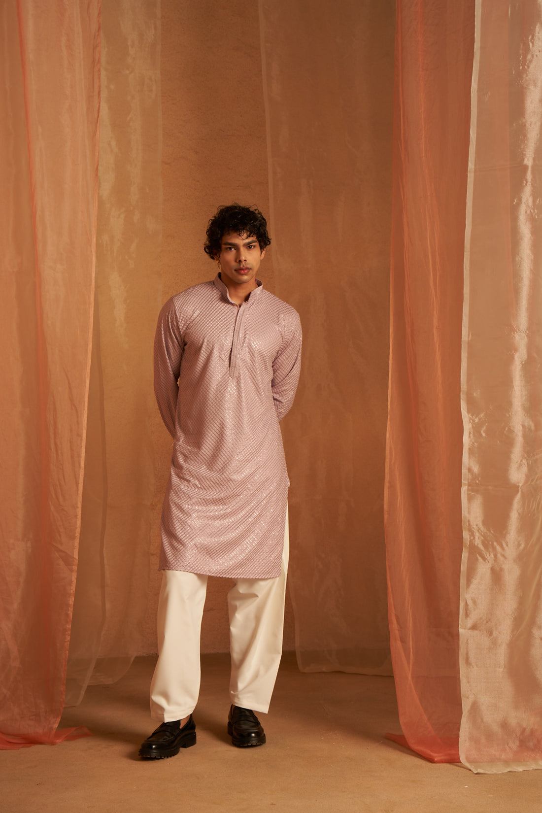 Lavender Embroidery and Sequence Kurta