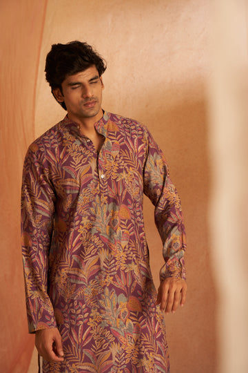 Purple Floral Print Kurta