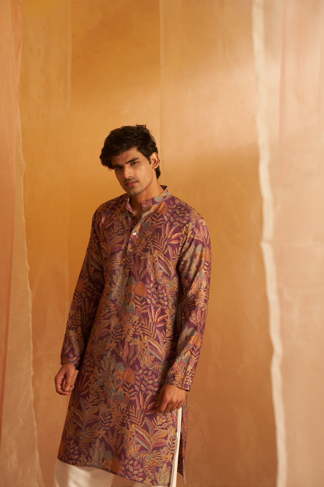 Purple Floral Print Kurta