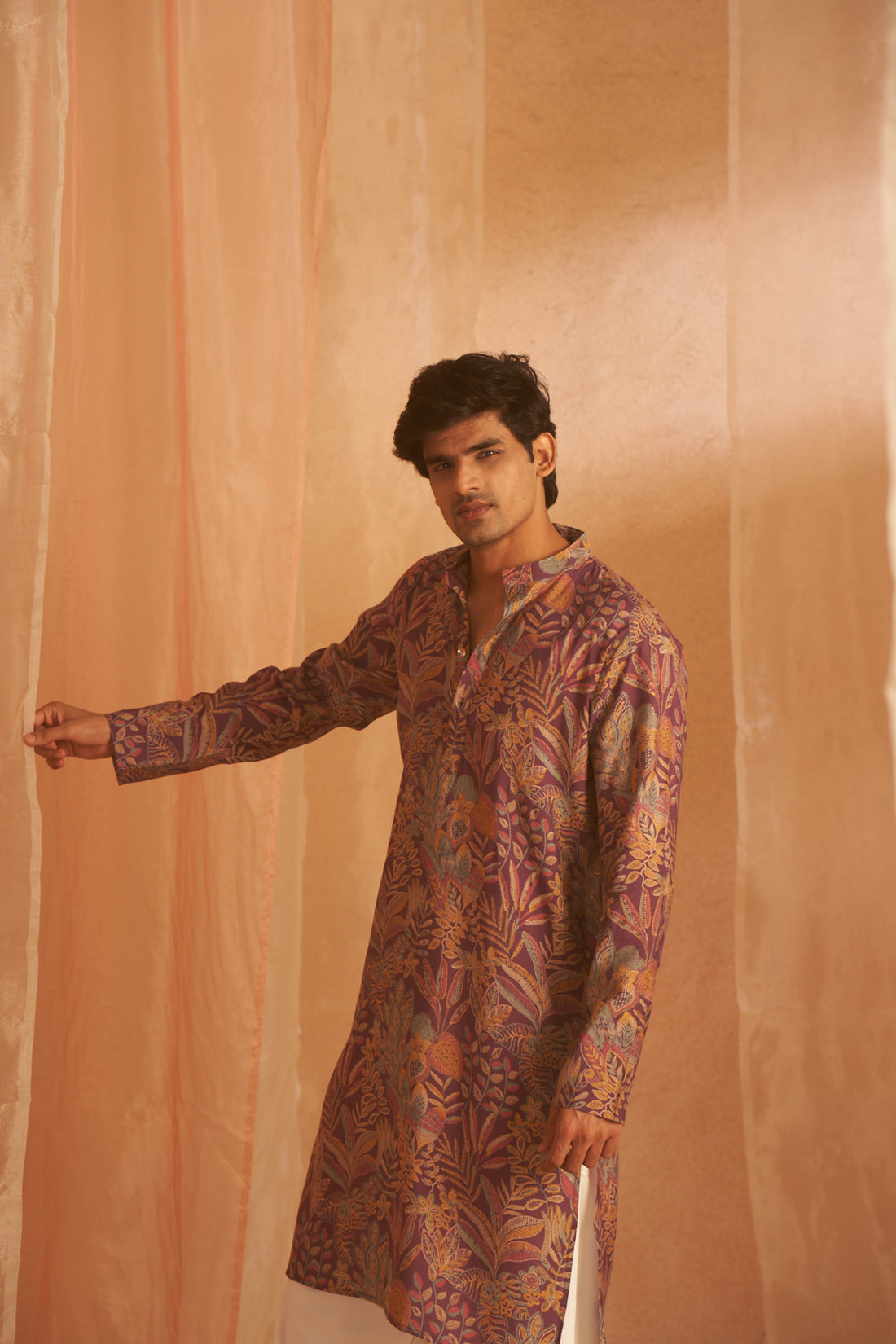 Purple Floral Print Kurta