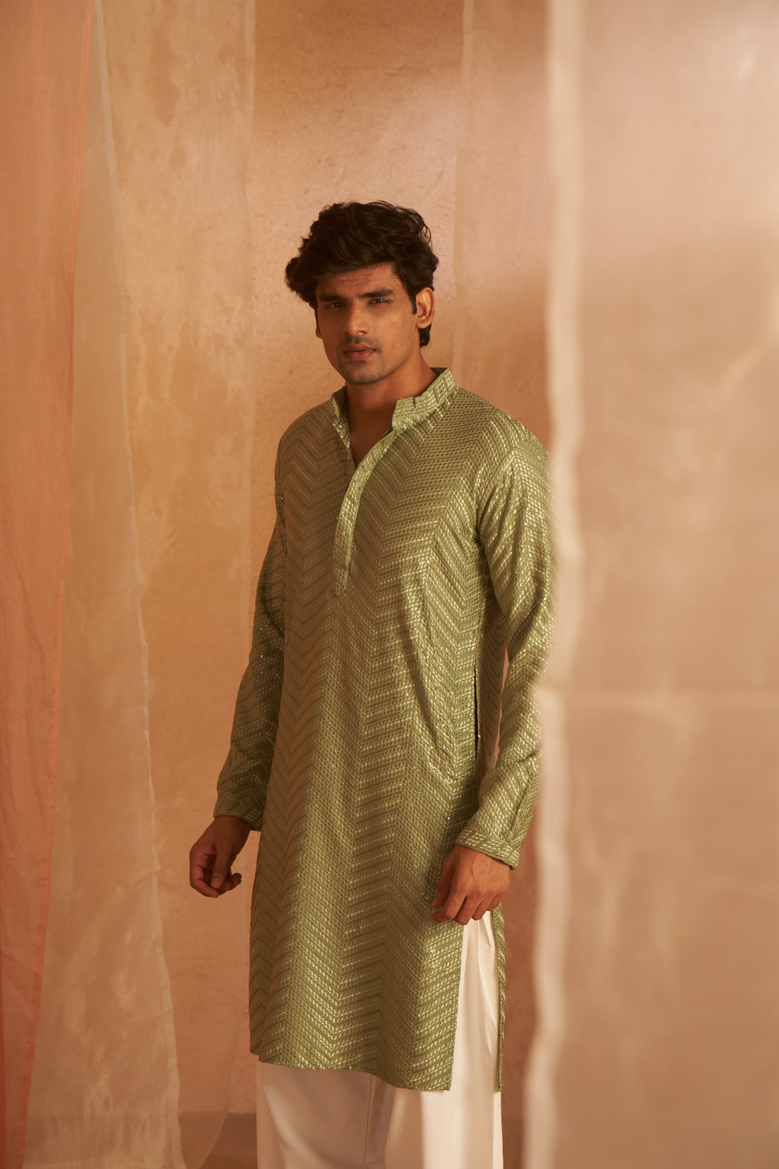 Pastel Green Georgette Embroidery Kurta