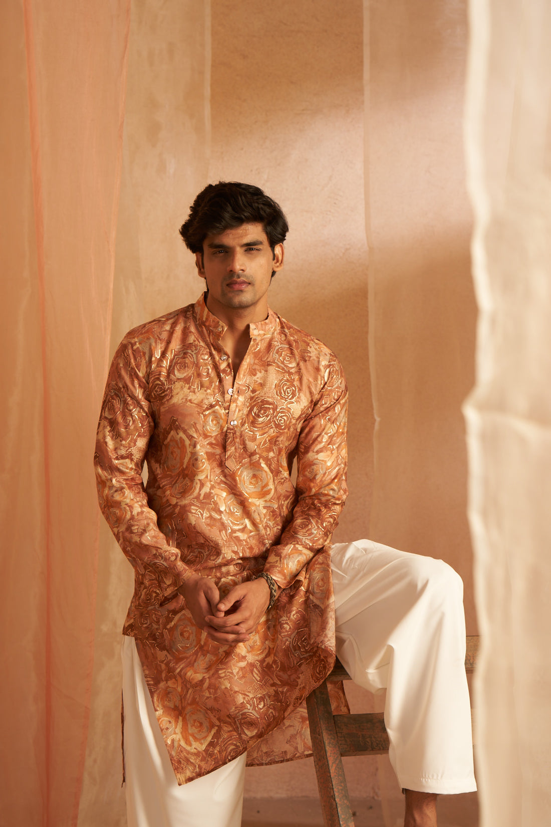 Brown Abstract Print Kurta