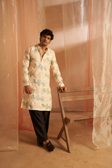 Cream Embroidery Kurta