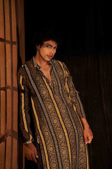 Multi Color Abstract Foil Print Kurta